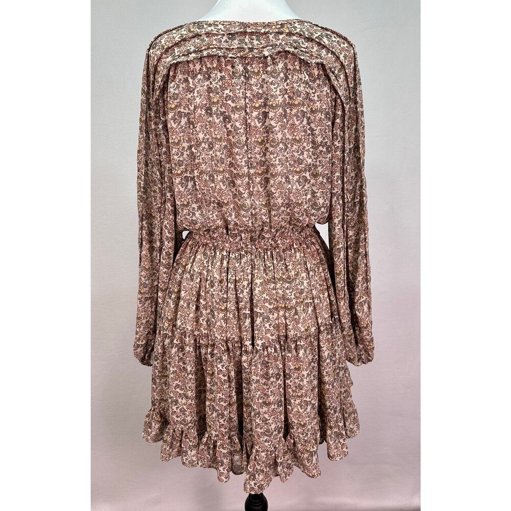 Caara Floral Print Fit and Flare Long Sleeve Mini Dress Size XS - Picture 3 of 12